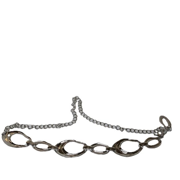 Chico's Silver Wide Chain Link Adjustable Belt S to XXL Boho Festival Western - Picture 1 of 7